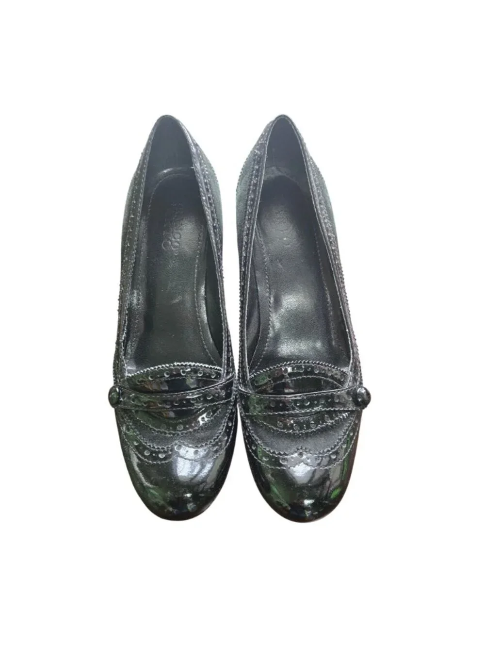 Franco Sarto Evita Black Patent Suede Kitten Heels Size 8.5M